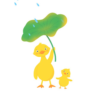 大暑卡通下雨小黄鸭元素GIF动态图下雨卡通元素